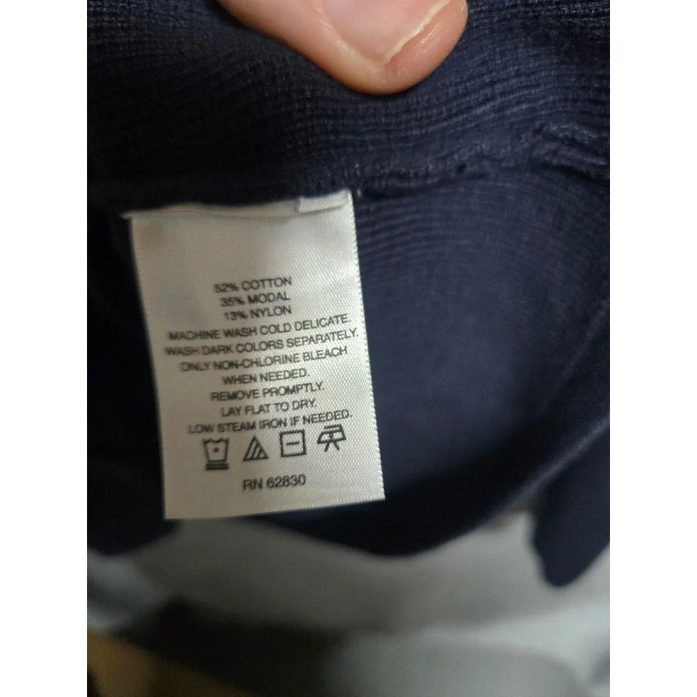 Lands' End American Airlines Navy Full Zip Mock Neck Cardigan Sweater Large